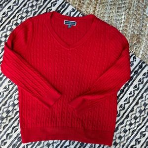 Kendra Scott red cable knit sweater size XL 100% cotton